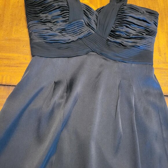 BCBGMaxAzria Black Silk Pleated Front Cocktail Dress - Picture 6 of 14